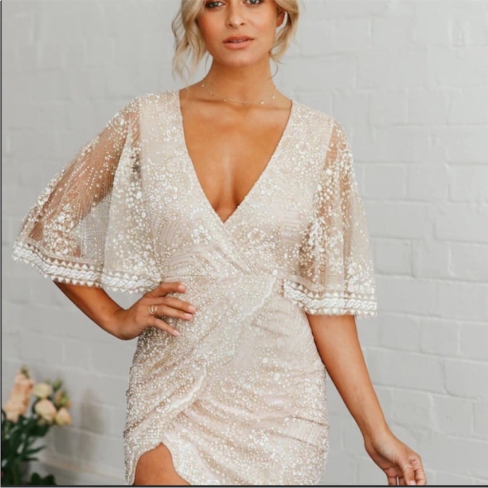 Selfie Leslie Cream Sequin Mini Dress hard to find